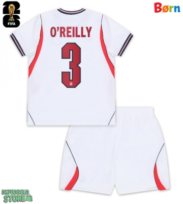 England Nico O'Reilly #3 Replika Babytøj Hjemmebanesæt Børn VM 2026 Kortærmet (+ Korte bukser)